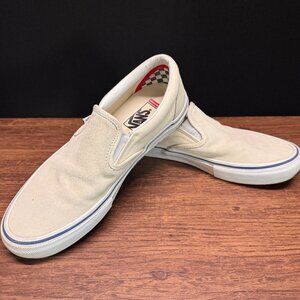 Vans Men’s 9 Cream Slip-On Pro Cush Skate Shoes – Classic 500714 Style